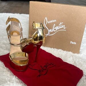 Christian Louboutin Metallic Gold and Red Heels